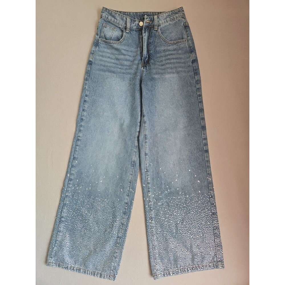 Unbranded Non Stretch Wide Leg Sequin Jeans 26x28
